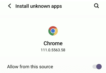 Allow installation from unknown sources